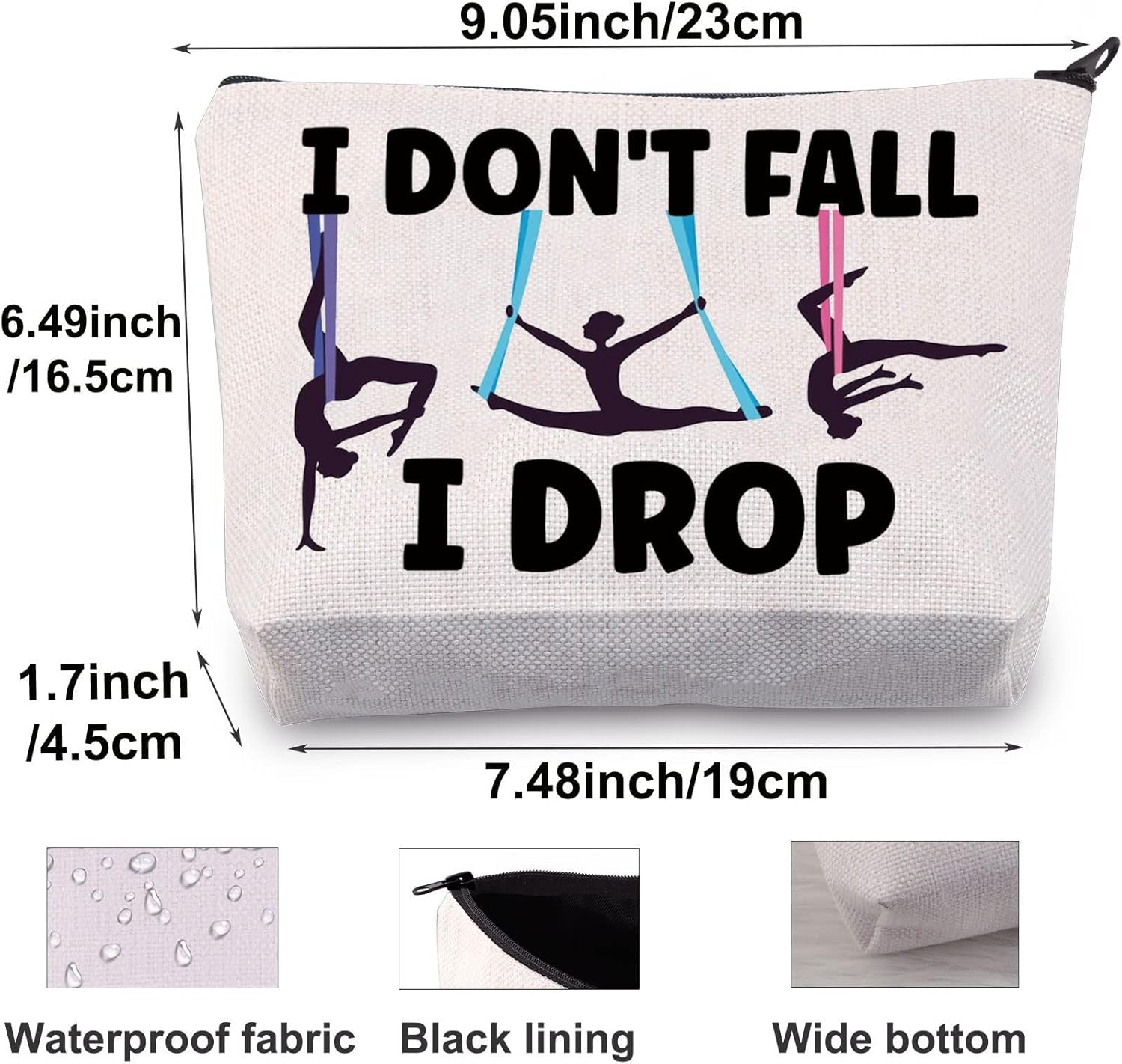 Aerialist Makeup Bag – “I Don’t Fall, I Drop” Aerial Yoga Gift - Bela Fils BoutiqueBela Fils Boutique